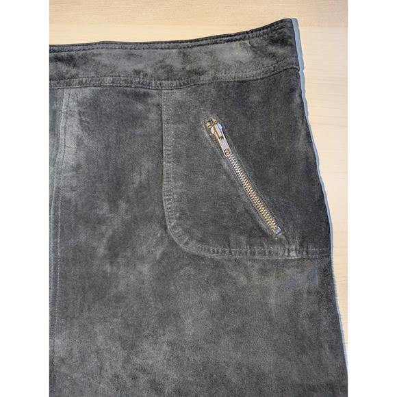 Context Vintage 90s Y2K Black Suede Skirt Sz 10 Pockets - Picture 7 of 11